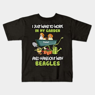 I just want to work in my garden and hangout with my beagles Kids T-Shirt